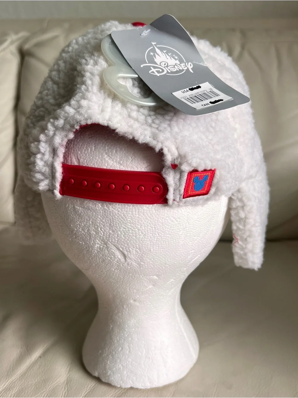 Disney Mickey Mouse Ear Flap White Faux Fur Fleece Hat XS/S (3-6) 52 cm NWT!